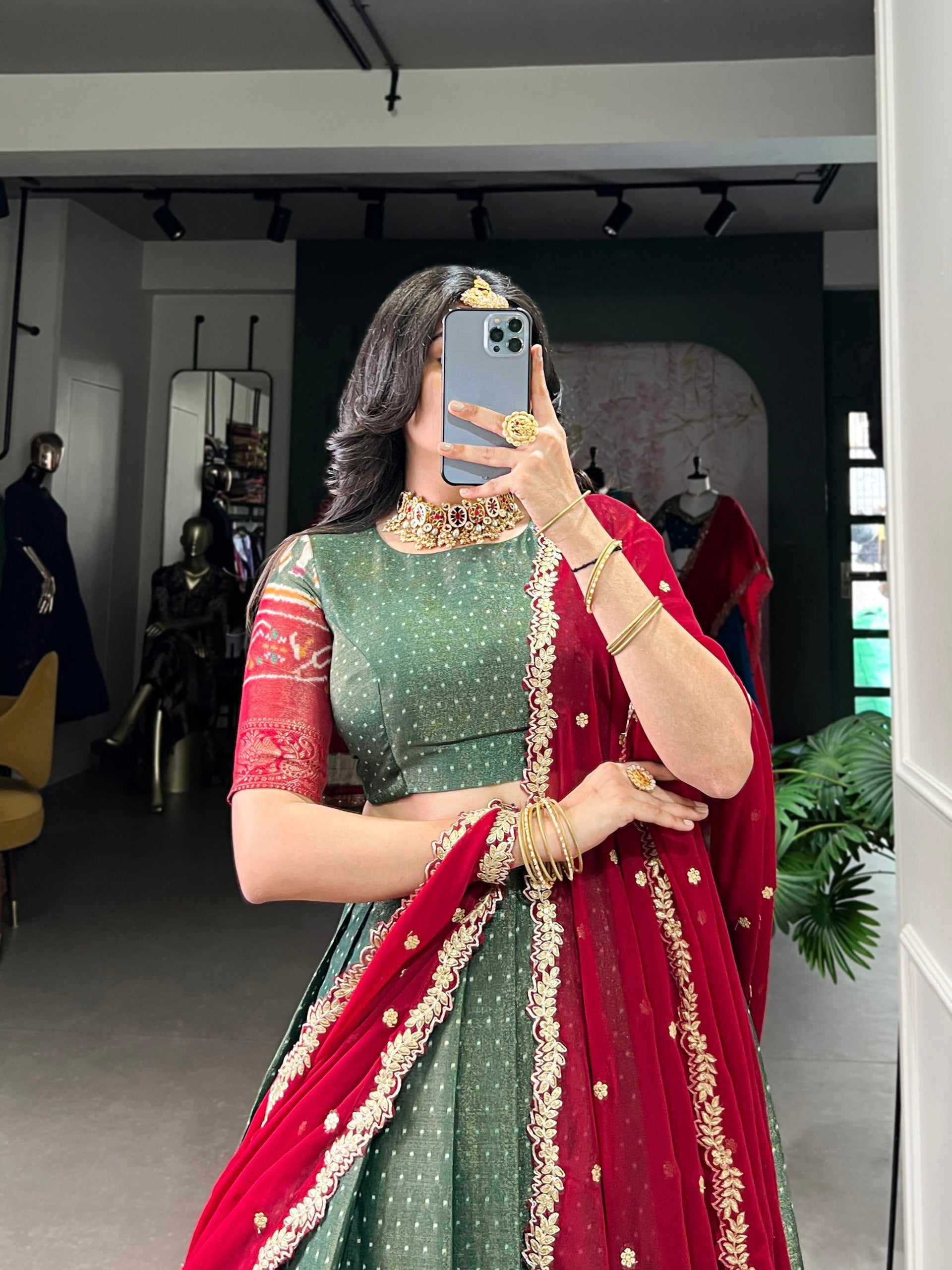 Ravishing Kanchipuram Silk Printed Weaving Worked Lehenga Choli - ETHNICDEAL