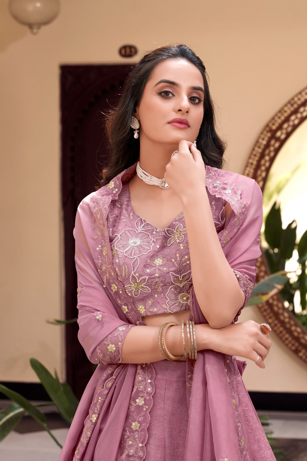 Magnificent Pearl Cording Sequins Worked Designer Lehenga Choli - ETHNICDEAL
