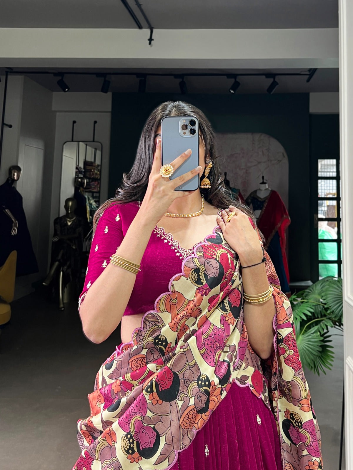 Amazing Vichitra Silk Sequins Thead Worked Lehenga Choli - ETHNICDEAL