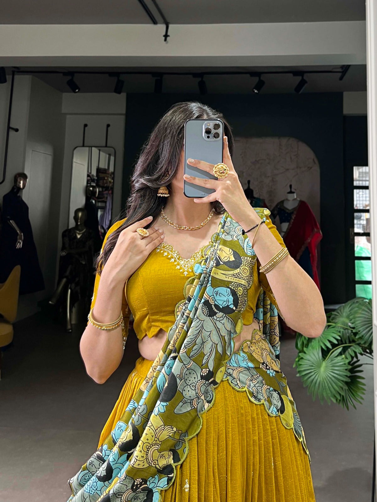 Amazing Vichitra Silk Sequins Thead Worked Lehenga Choli - ETHNICDEAL