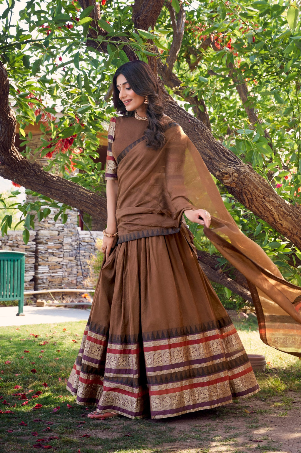 Exquisite Pure Chanderi Zari Weaving Worked Lehenga Choli - ETHNICDEAL