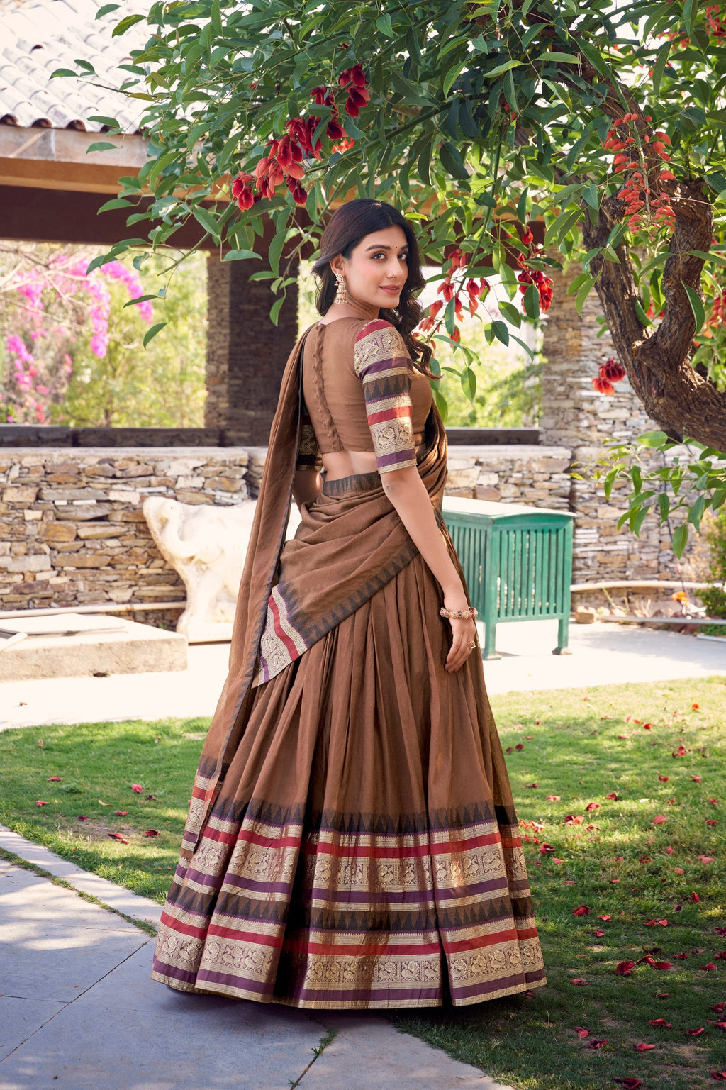 Exquisite Pure Chanderi Zari Weaving Worked Lehenga Choli - ETHNICDEAL