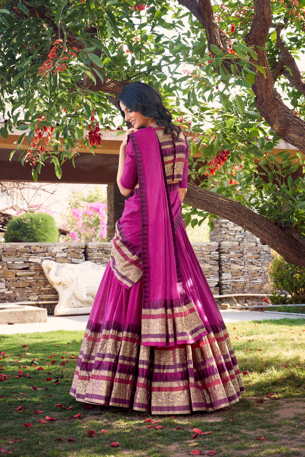 Exquisite Pure Chanderi Zari Weaving Worked Lehenga Choli - ETHNICDEAL