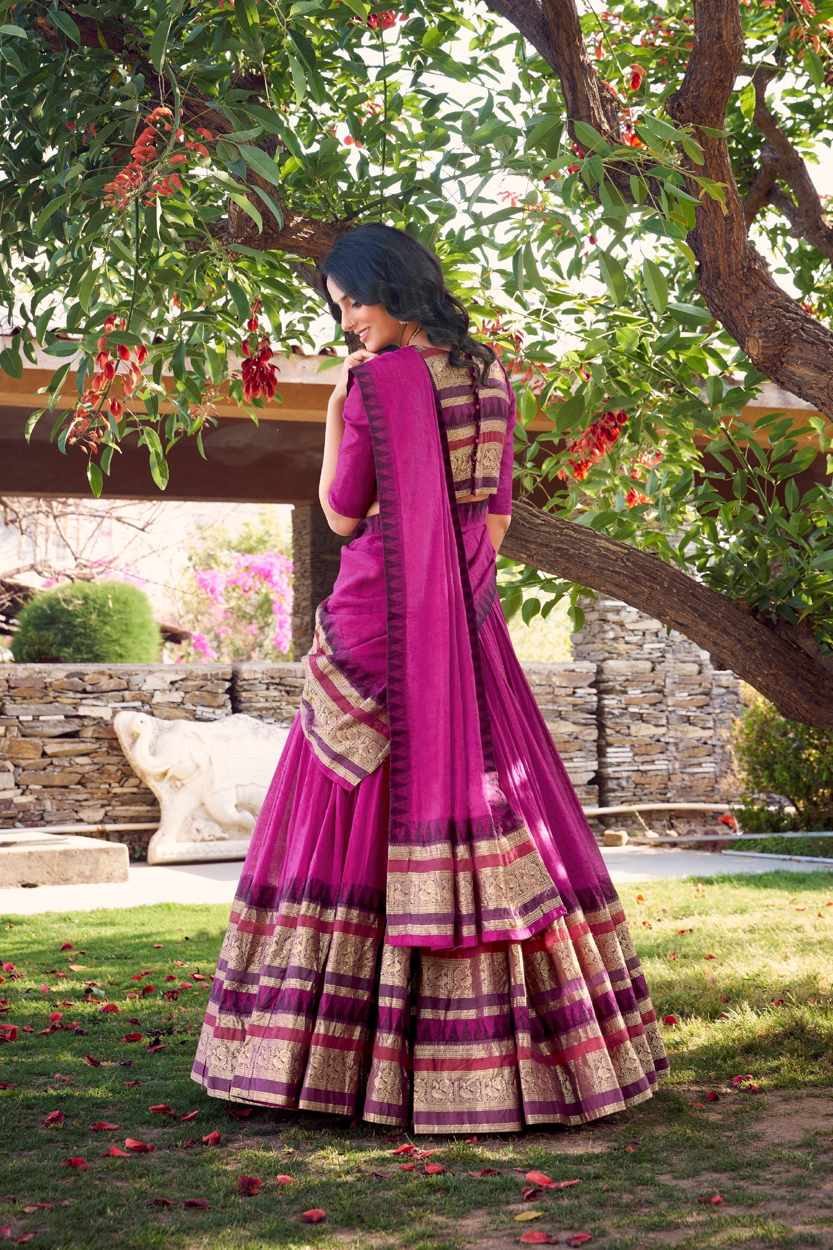 Exquisite Pure Chanderi Zari Weaving Worked Lehenga Choli - ETHNICDEAL