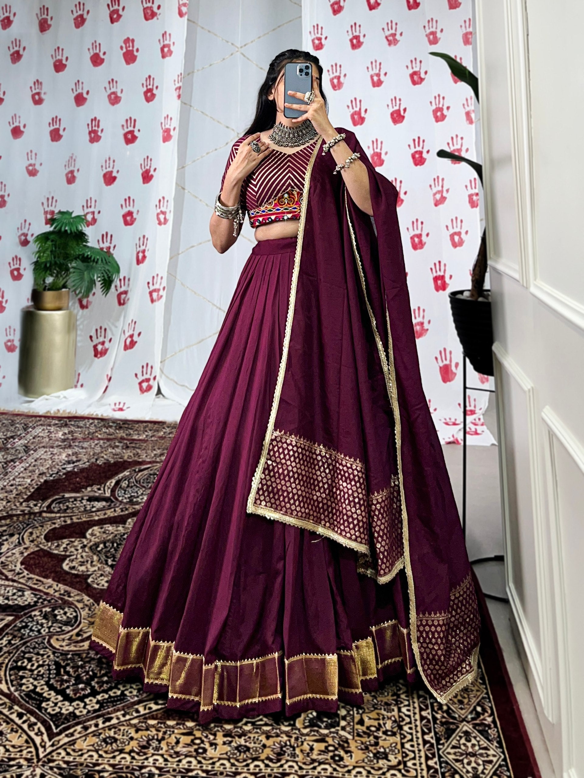 Graceful Pure Chanderi Zari Weaving Worked Lehenga Choli - ETHNICDEAL