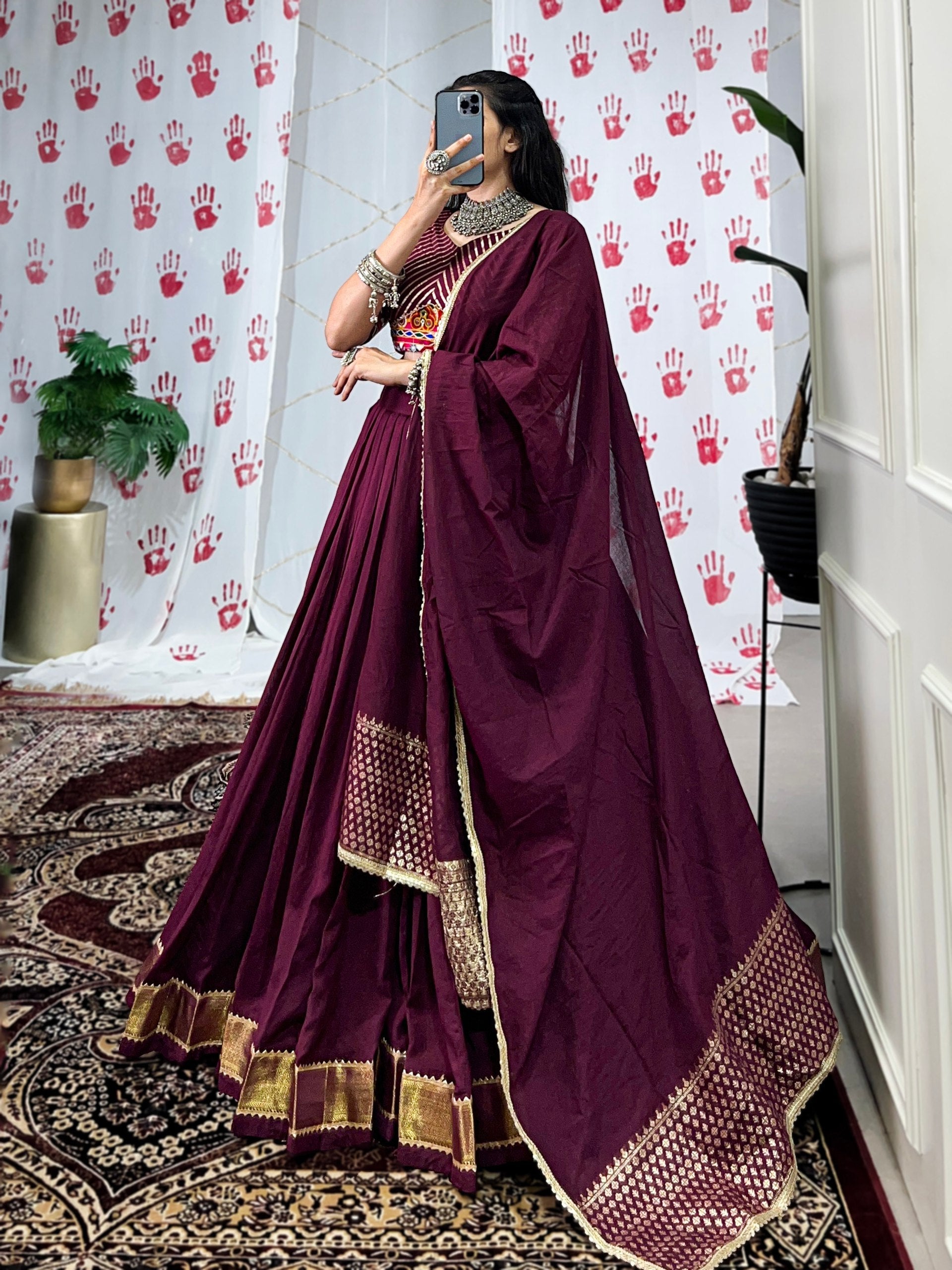 Graceful Pure Chanderi Zari Weaving Worked Lehenga Choli - ETHNICDEAL