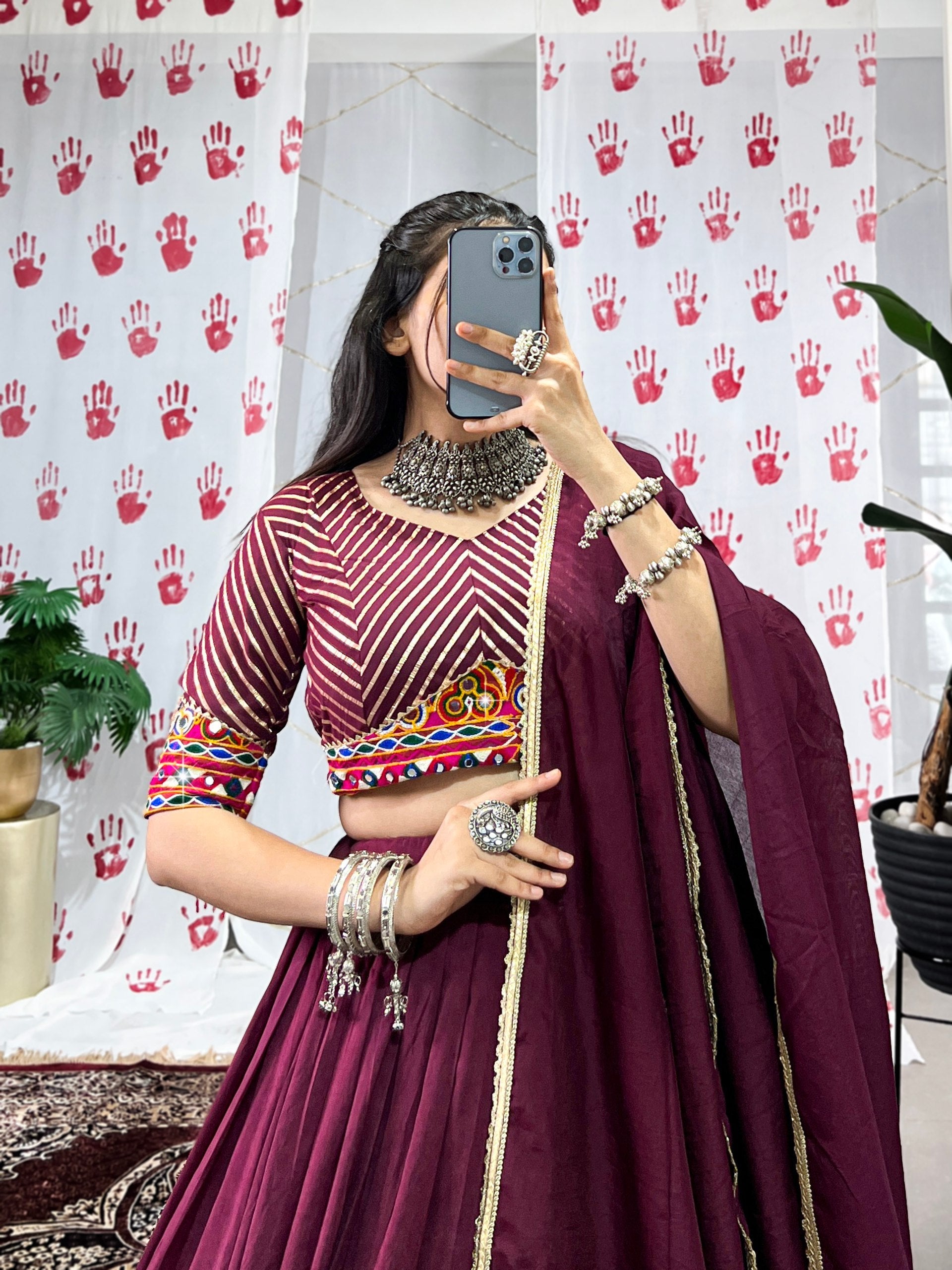 Graceful Pure Chanderi Zari Weaving Worked Lehenga Choli - ETHNICDEAL
