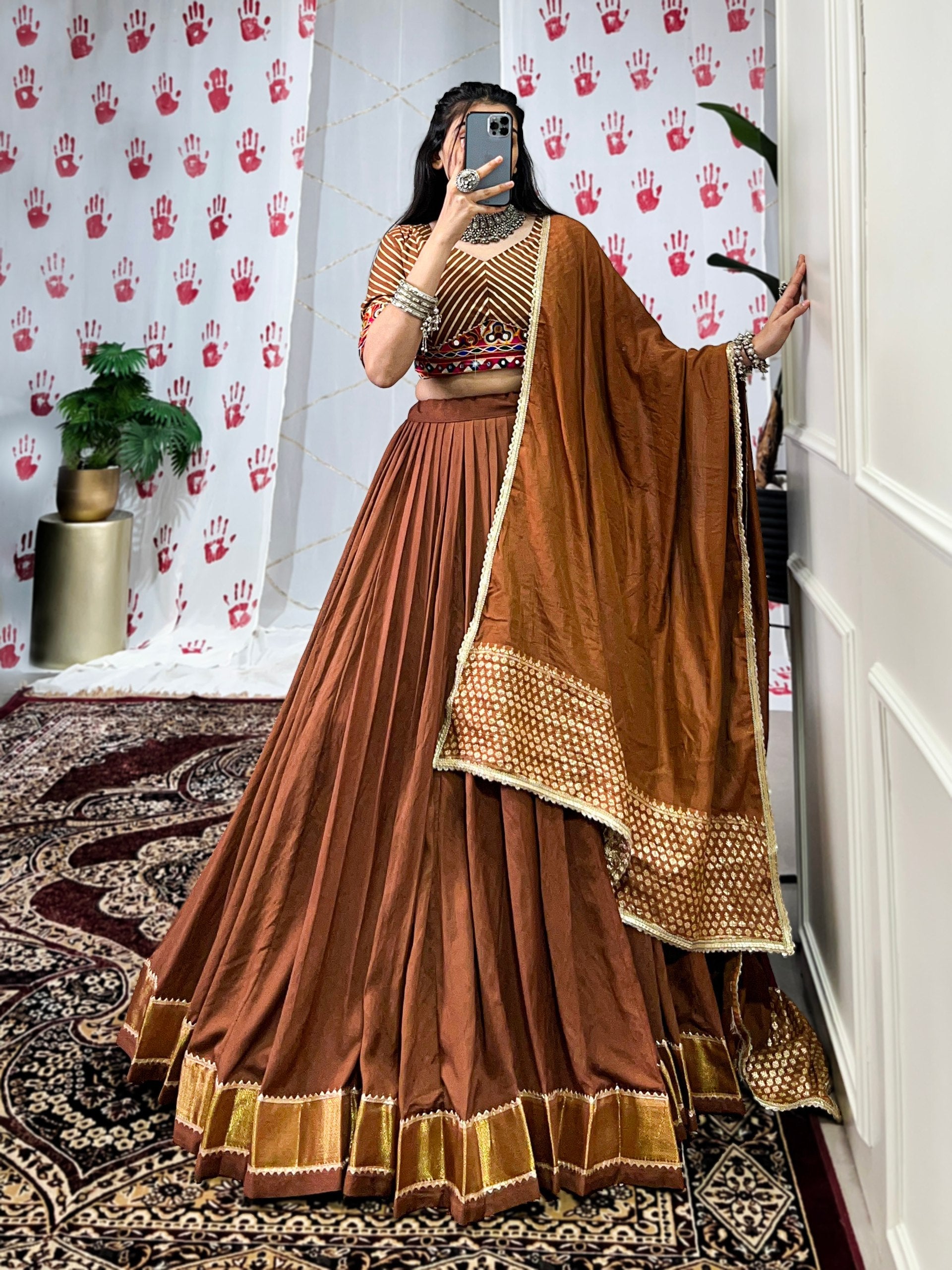 Graceful Pure Chanderi Zari Weaving Worked Lehenga Choli - ETHNICDEAL