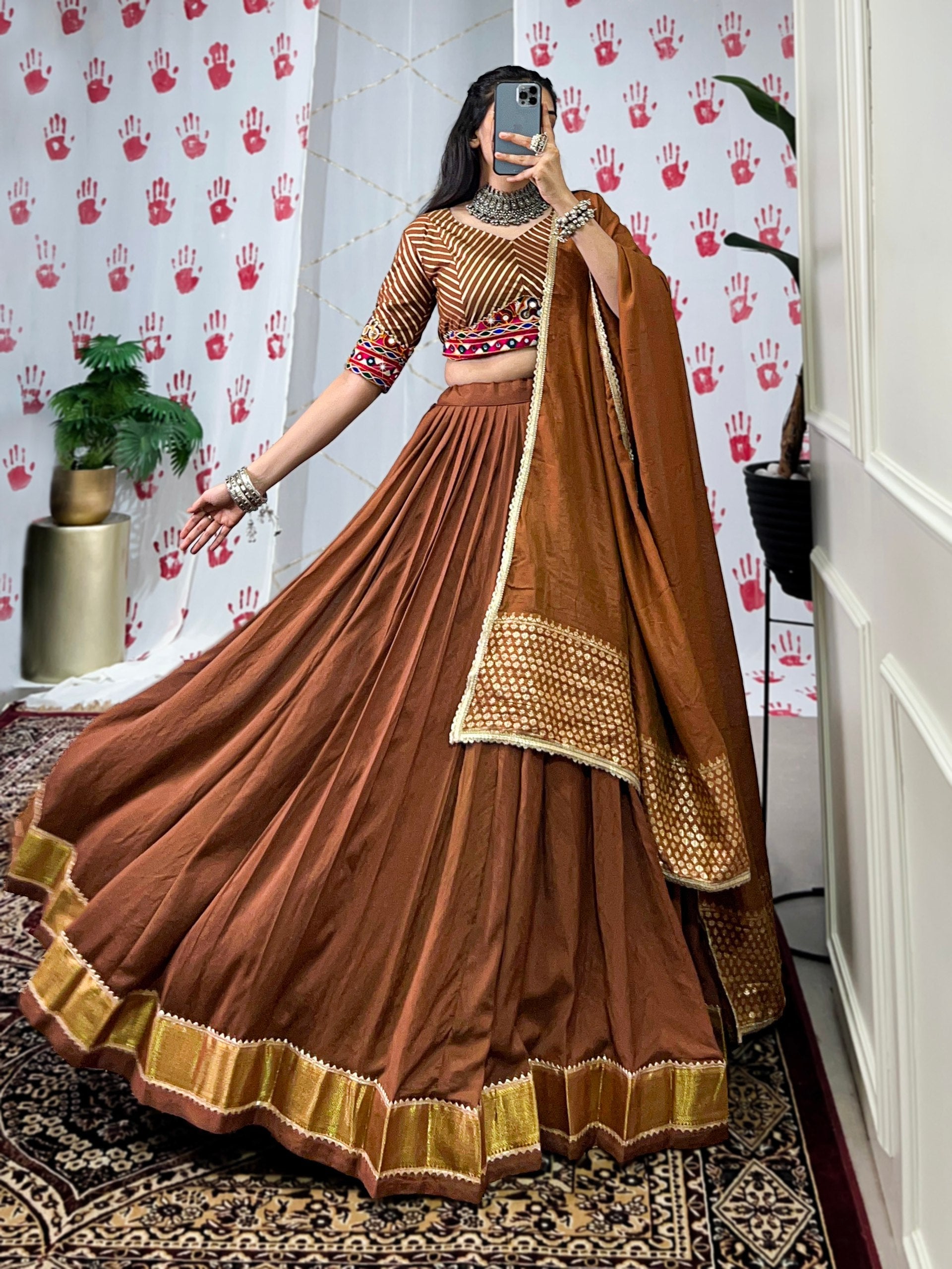 Graceful Pure Chanderi Zari Weaving Worked Lehenga Choli - ETHNICDEAL