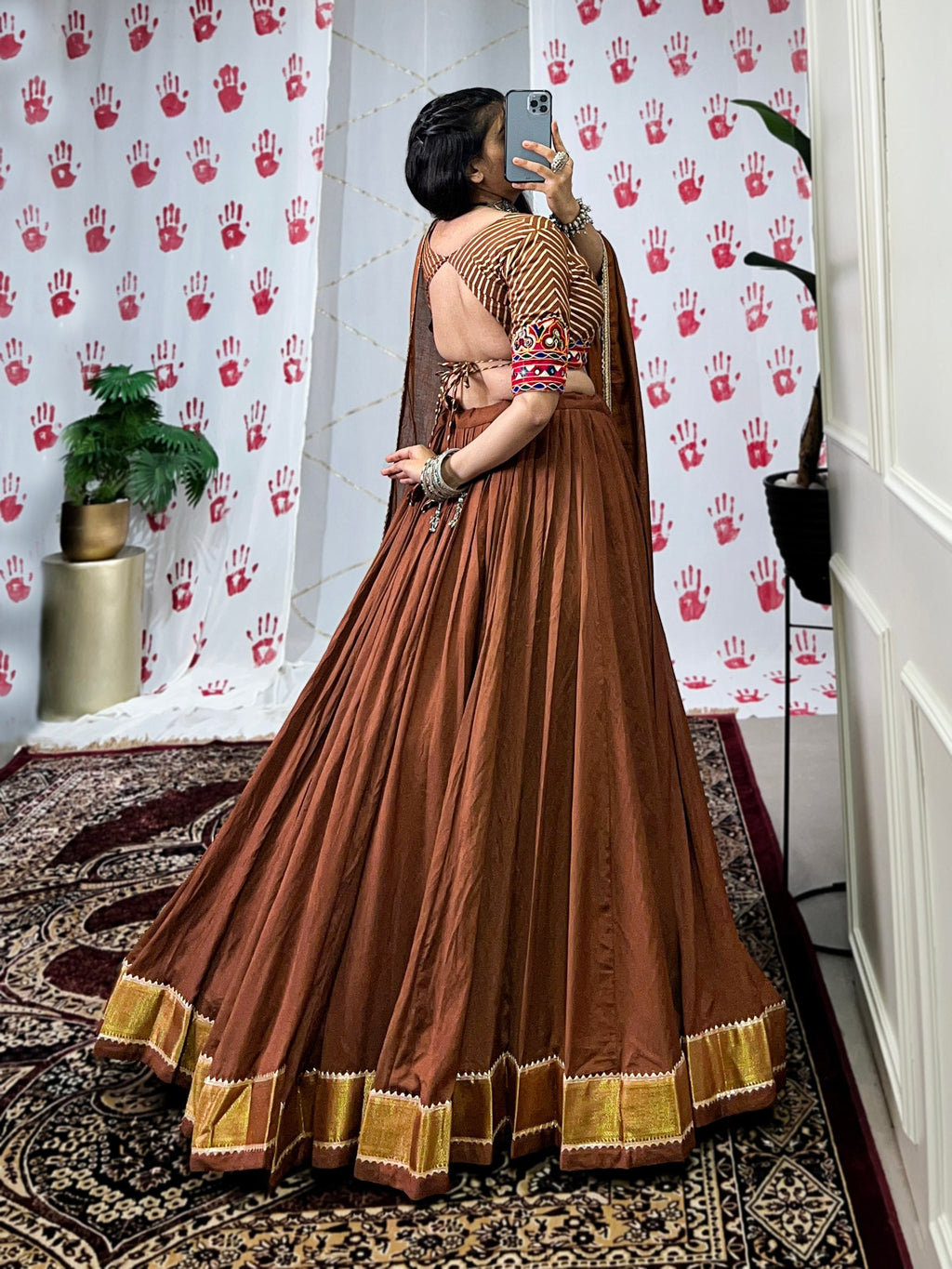 Graceful Pure Chanderi Zari Weaving Worked Lehenga Choli - ETHNICDEAL