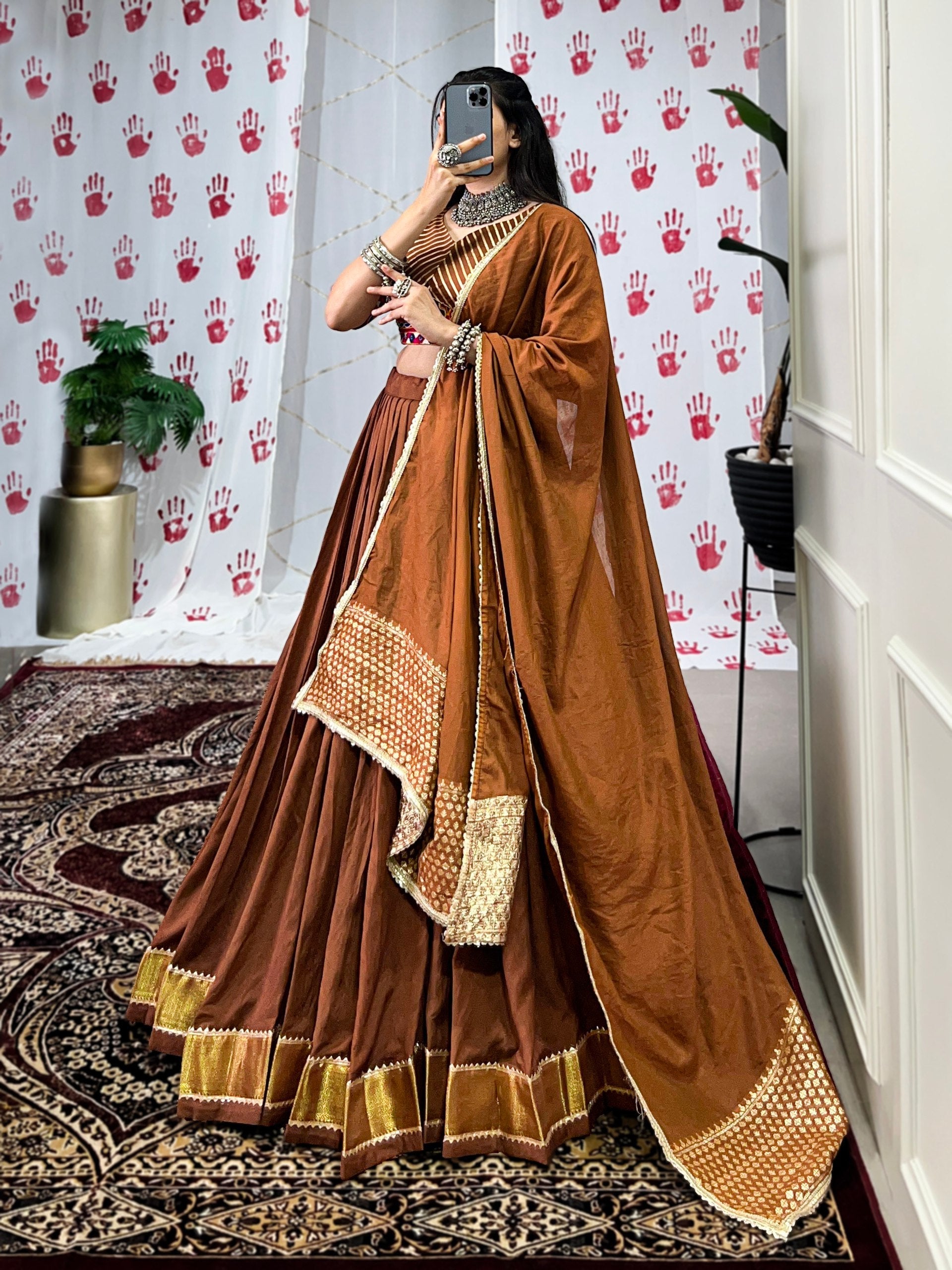 Graceful Pure Chanderi Zari Weaving Worked Lehenga Choli - ETHNICDEAL