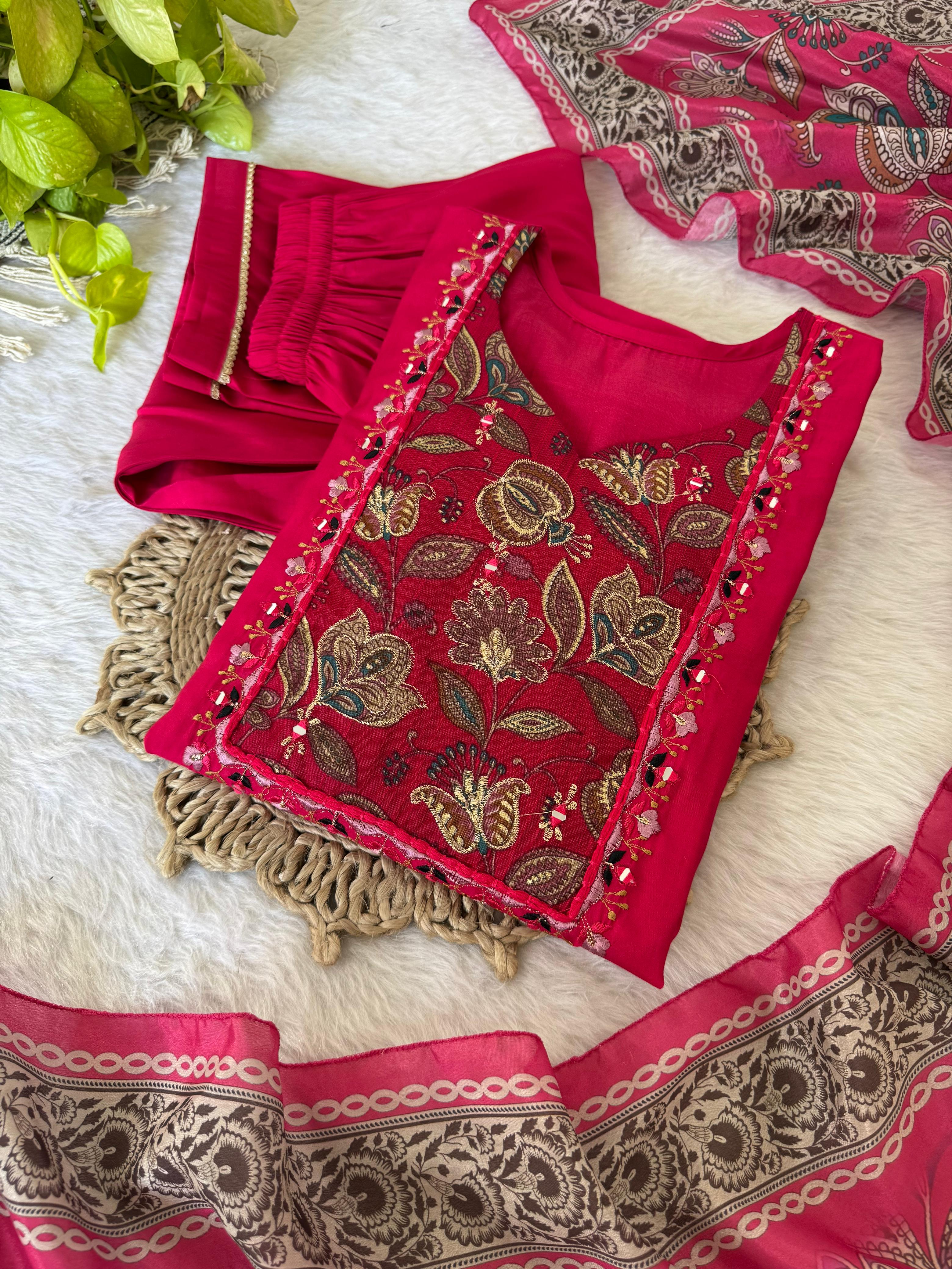 Delightful Maroon Fully Stitched Designer Anarkali Pant Suit - Ethnicwish