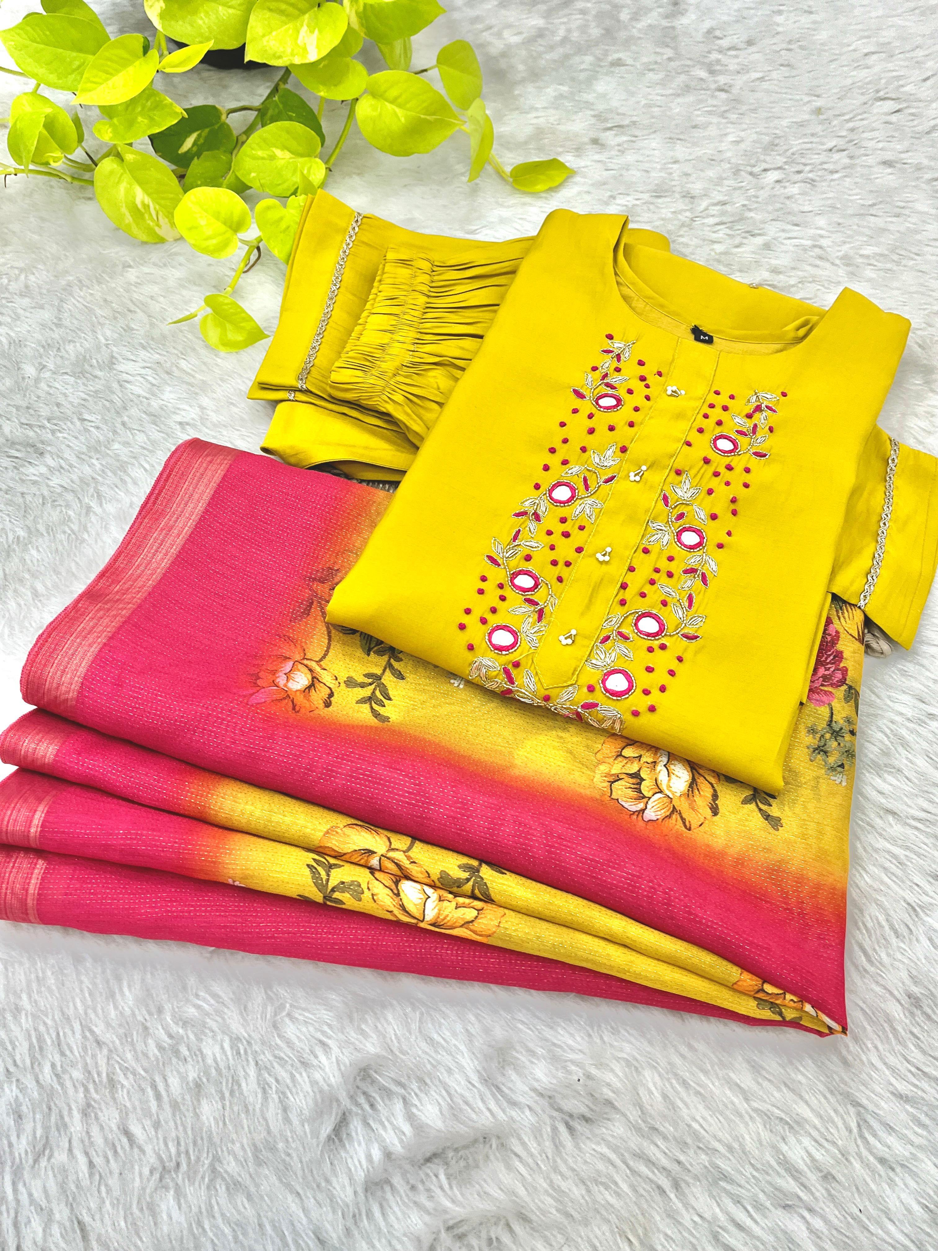 Luminous Festival Wear Roman Silk Handworked Designer Suit - Ethnicwish