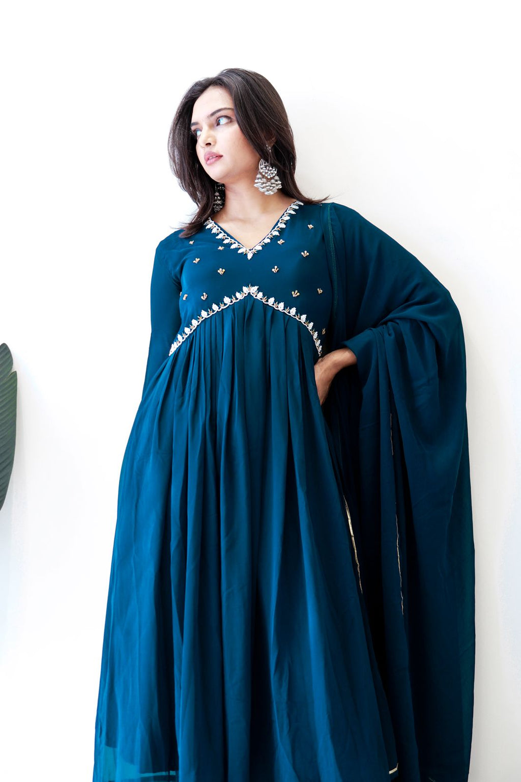 Exquisite Faux Georgette Festive Wear Handworked Suit - Ethnicwish