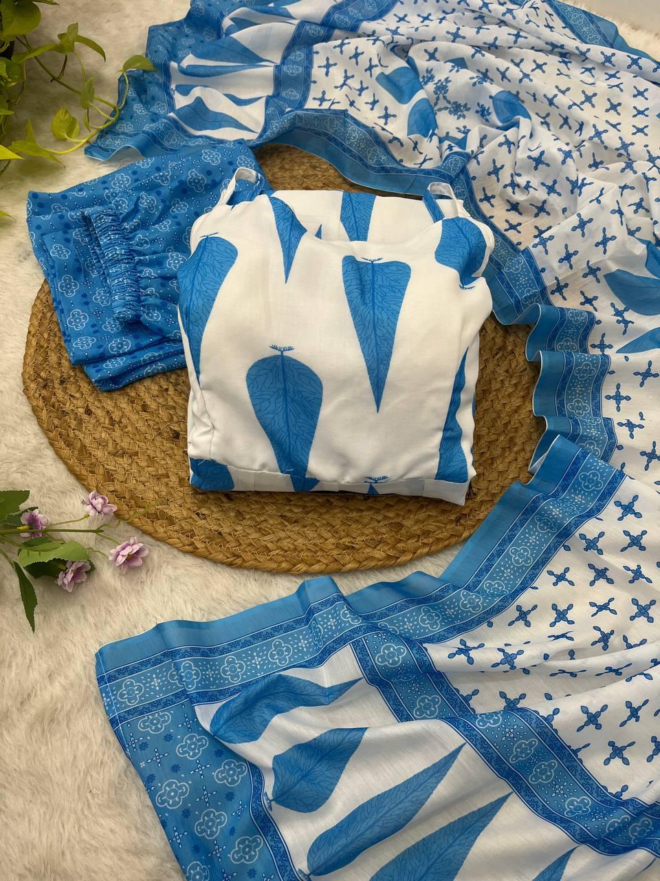 Radiant Pure Cermic Cotton Digital Printed Anarkali Pant Suit - Ethnicwish