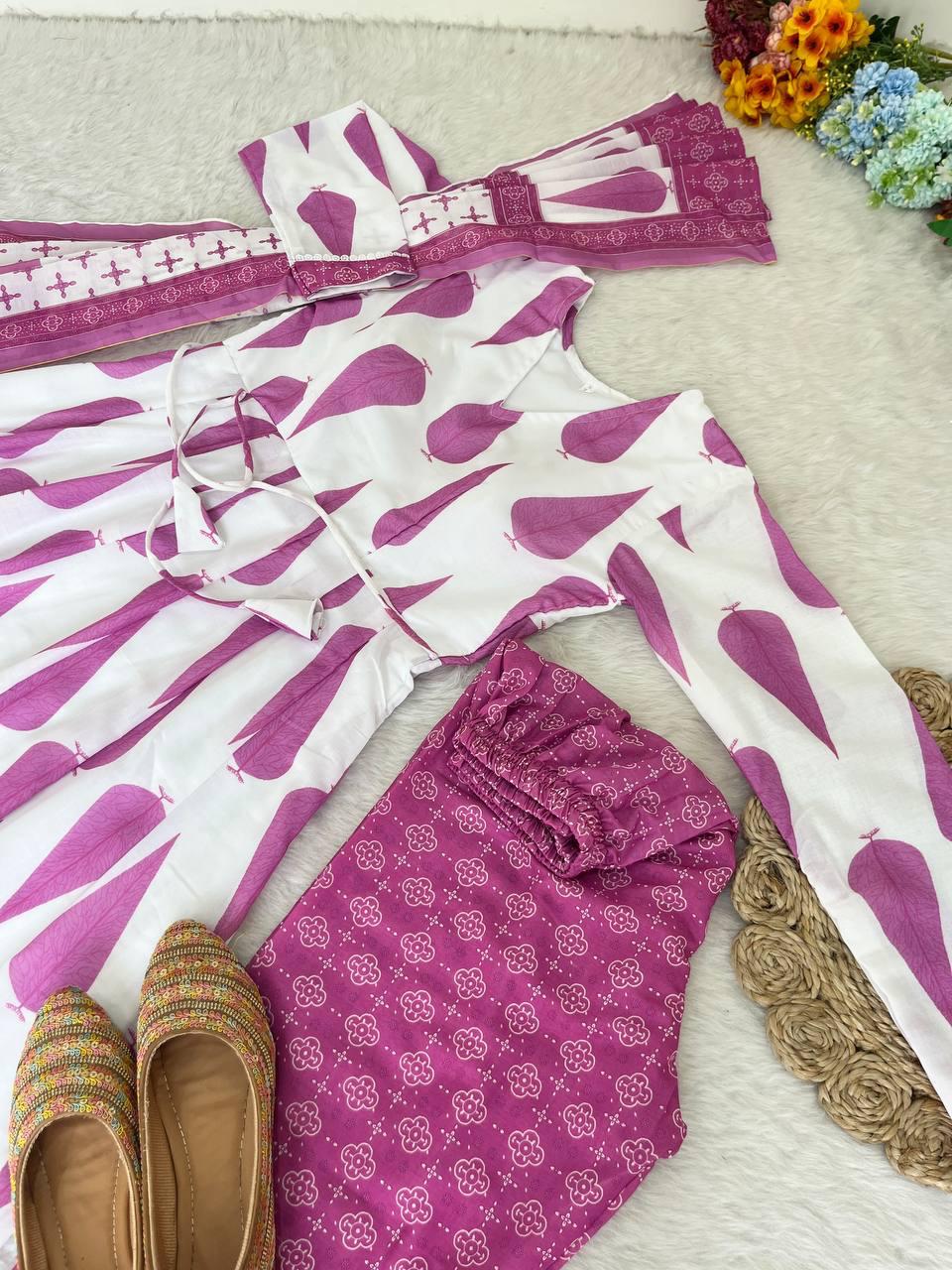 Fabulous Pure Cambric Cotton Digital Printed Anarkali Pant Suit - Ethnicwish