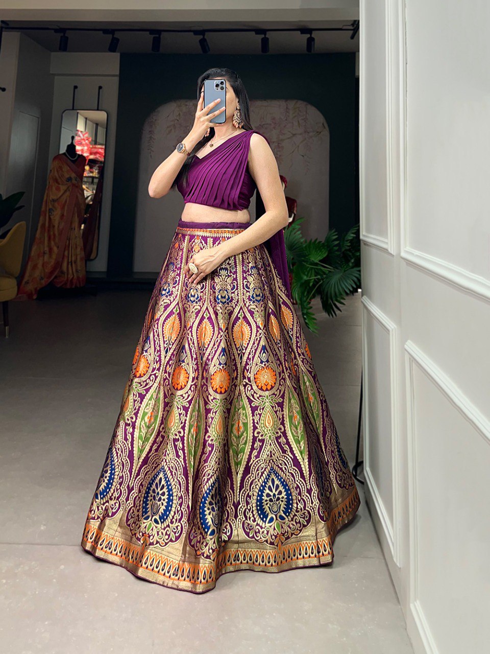 Lovely Banarasi Silk Zari Weaving Worked Designer Lehenga Choli - Ethnicwish