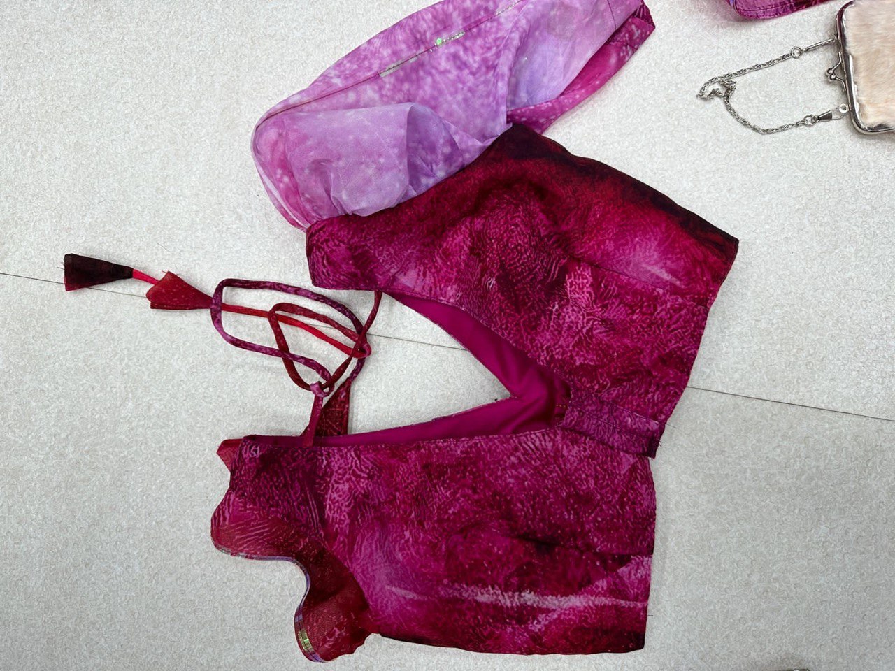 Divine Magenta Organza Silk Floral Printed Lehenga Choli Set - Ethnicwish