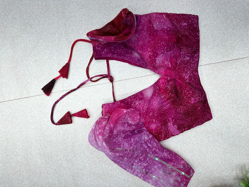 Divine Magenta Organza Silk Floral Printed Lehenga Choli Set - Ethnicwish