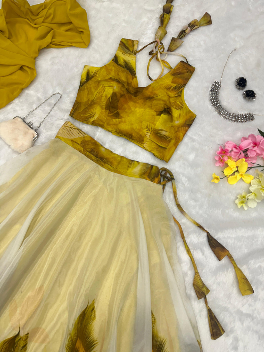 Exquisite Morepeach Digital Printed Floral Flairy Lehenga Choli Set - Ethnicwish