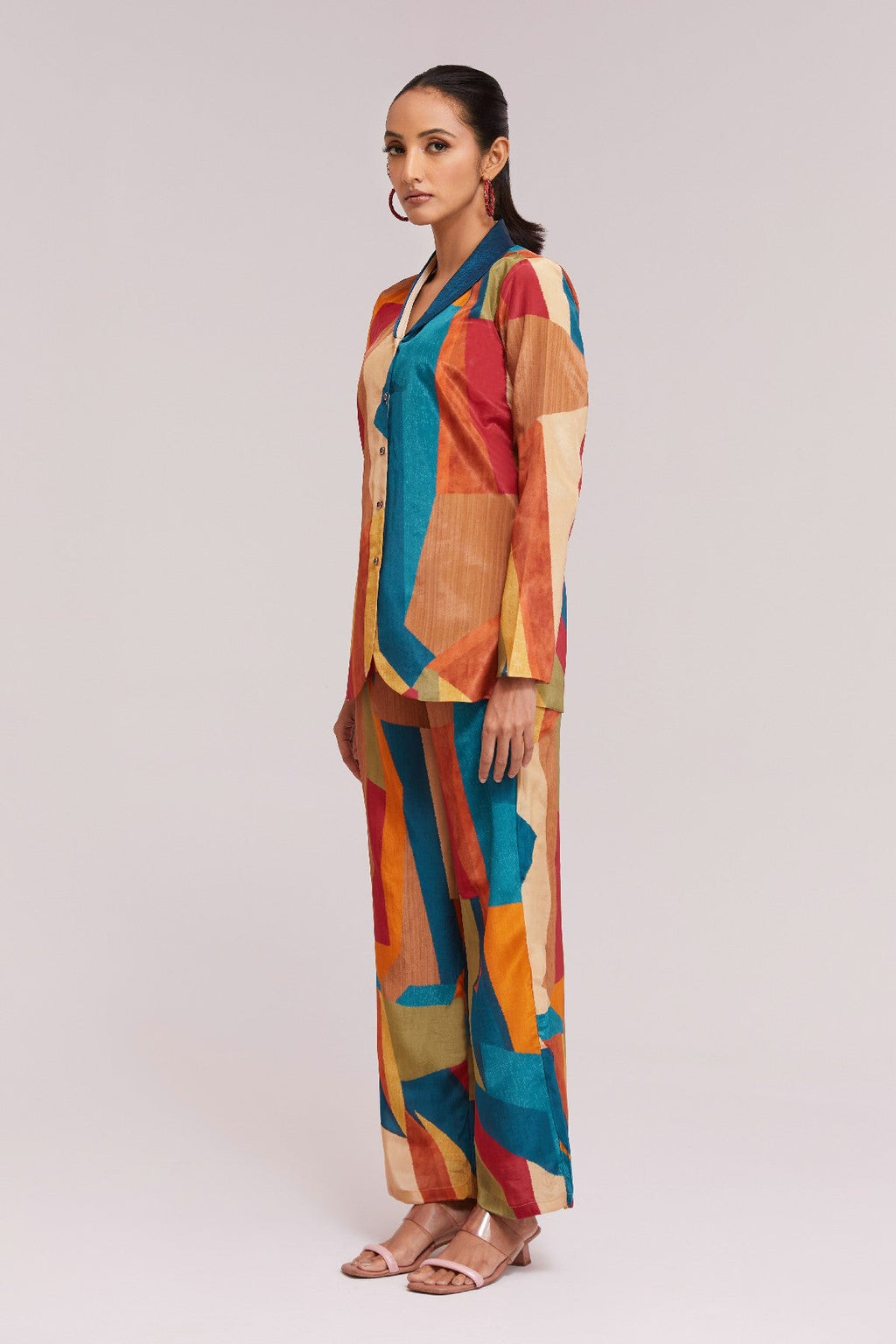 Bold & Beautiful Multicolor Printed Blazer Set - ETHNICDEAL