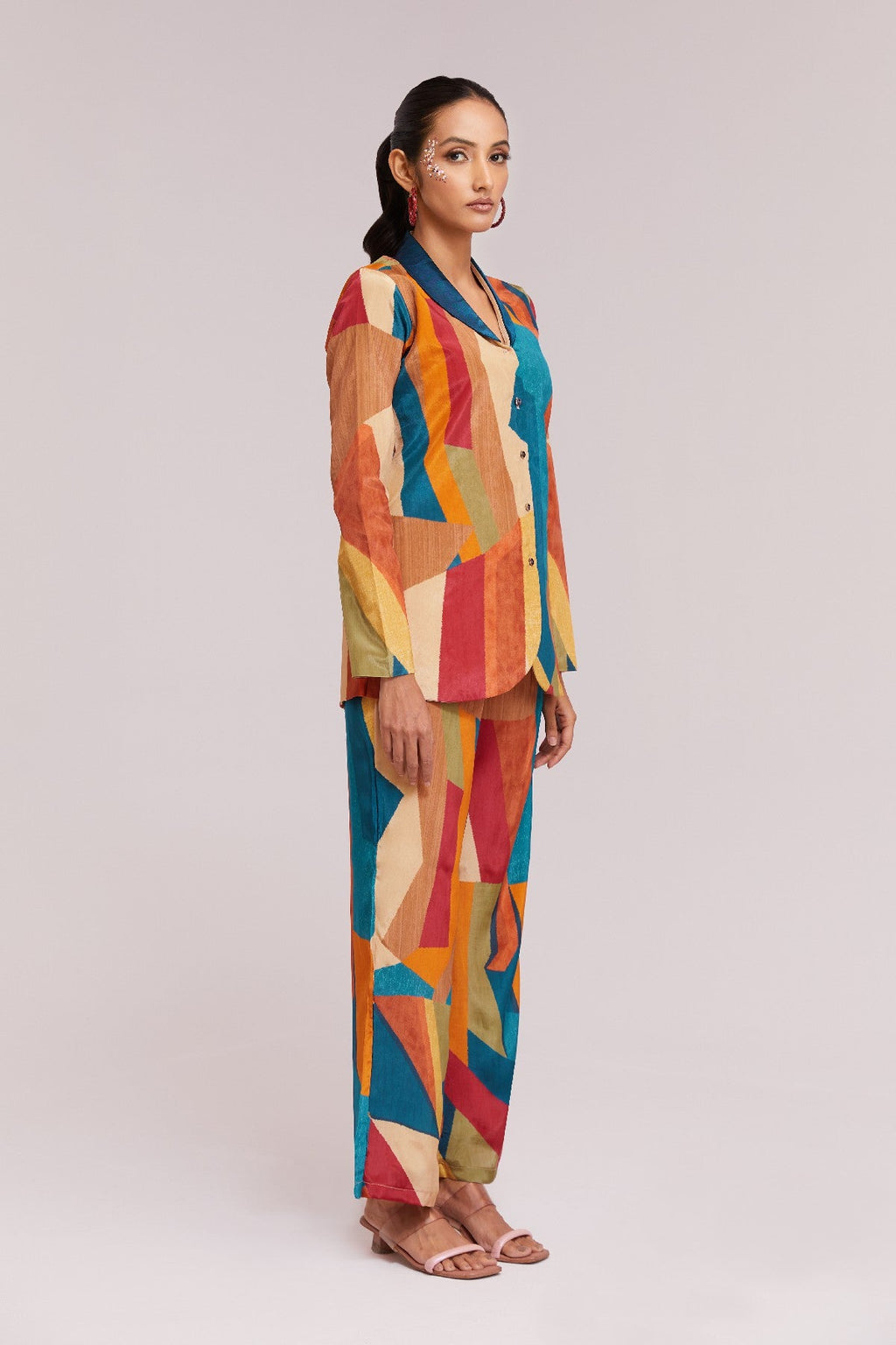 Bold & Beautiful Multicolor Printed Blazer Set - ETHNICDEAL
