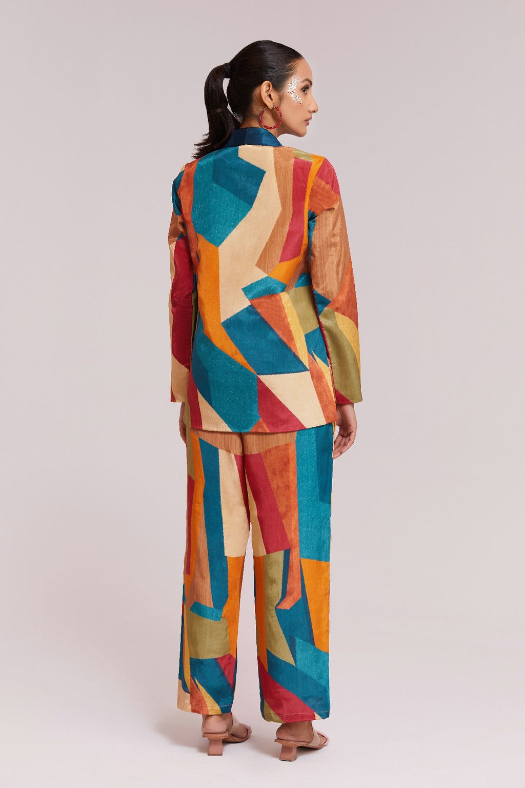 Bold & Beautiful Multicolor Printed Blazer Set - ETHNICDEAL