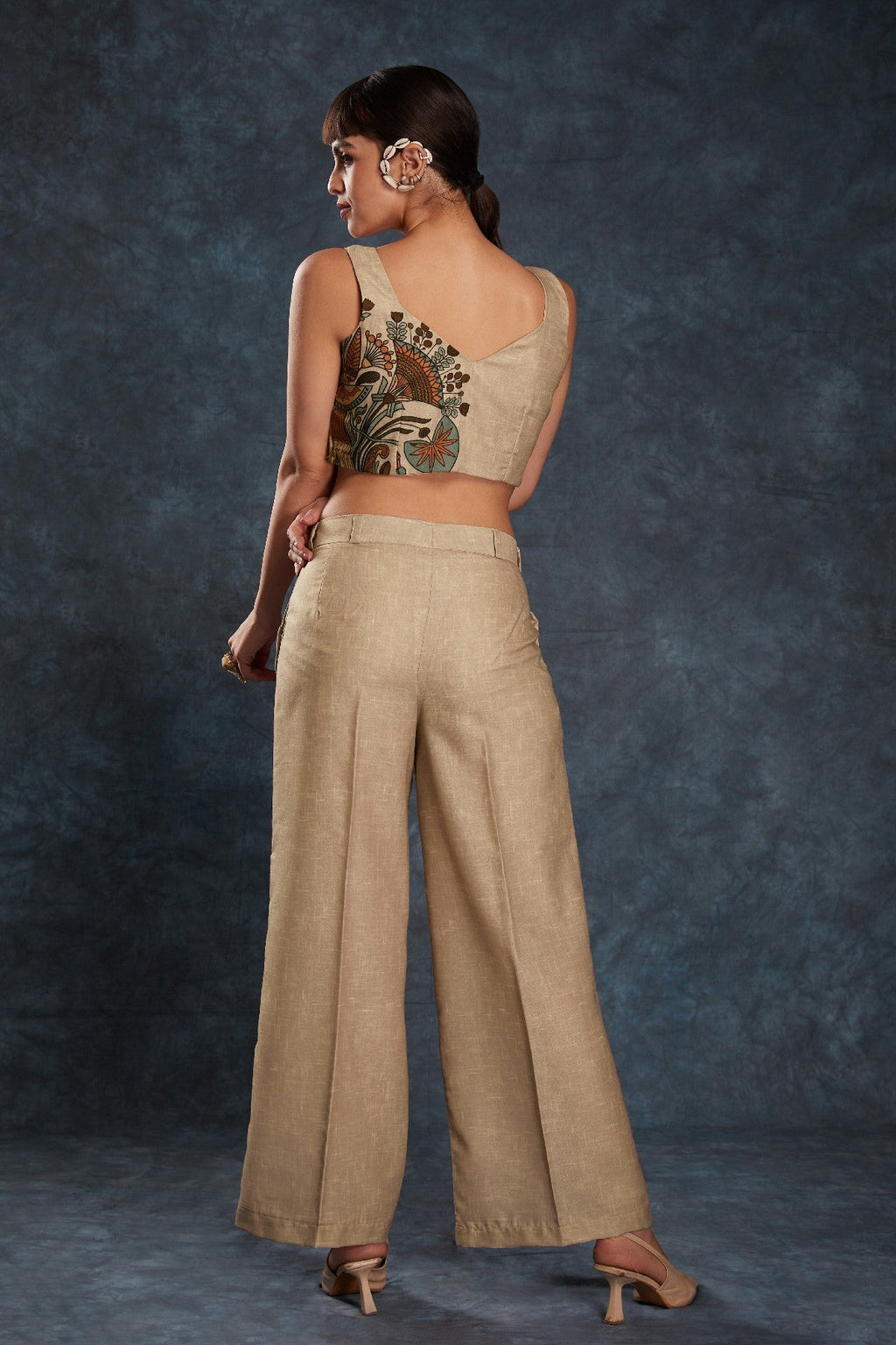 Brown Printed Linen Co-Ord Set – Natural Elegance with a Modern Touch - ETHNICDEAL