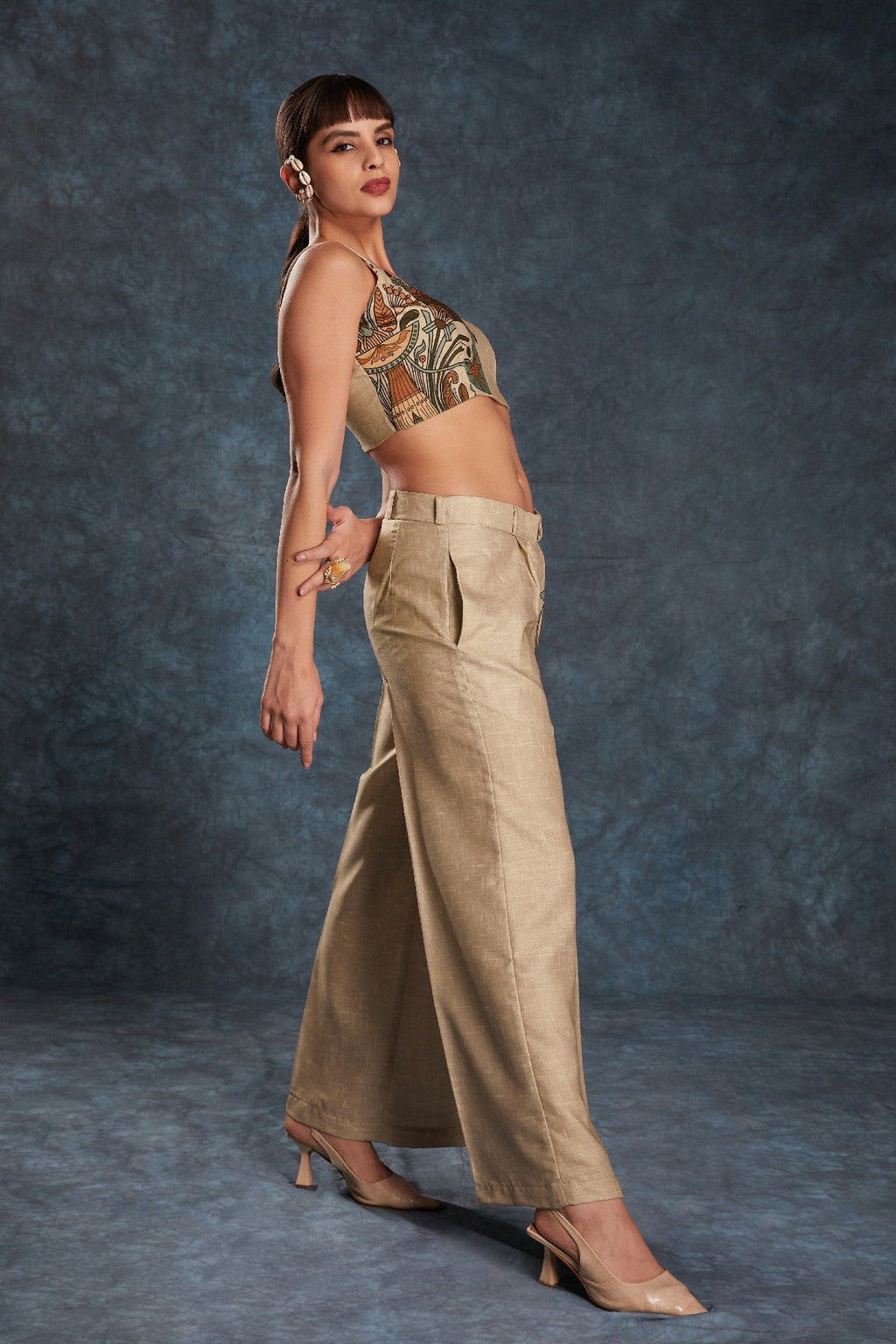 Brown Printed Linen Co-Ord Set – Natural Elegance with a Modern Touch - ETHNICDEAL