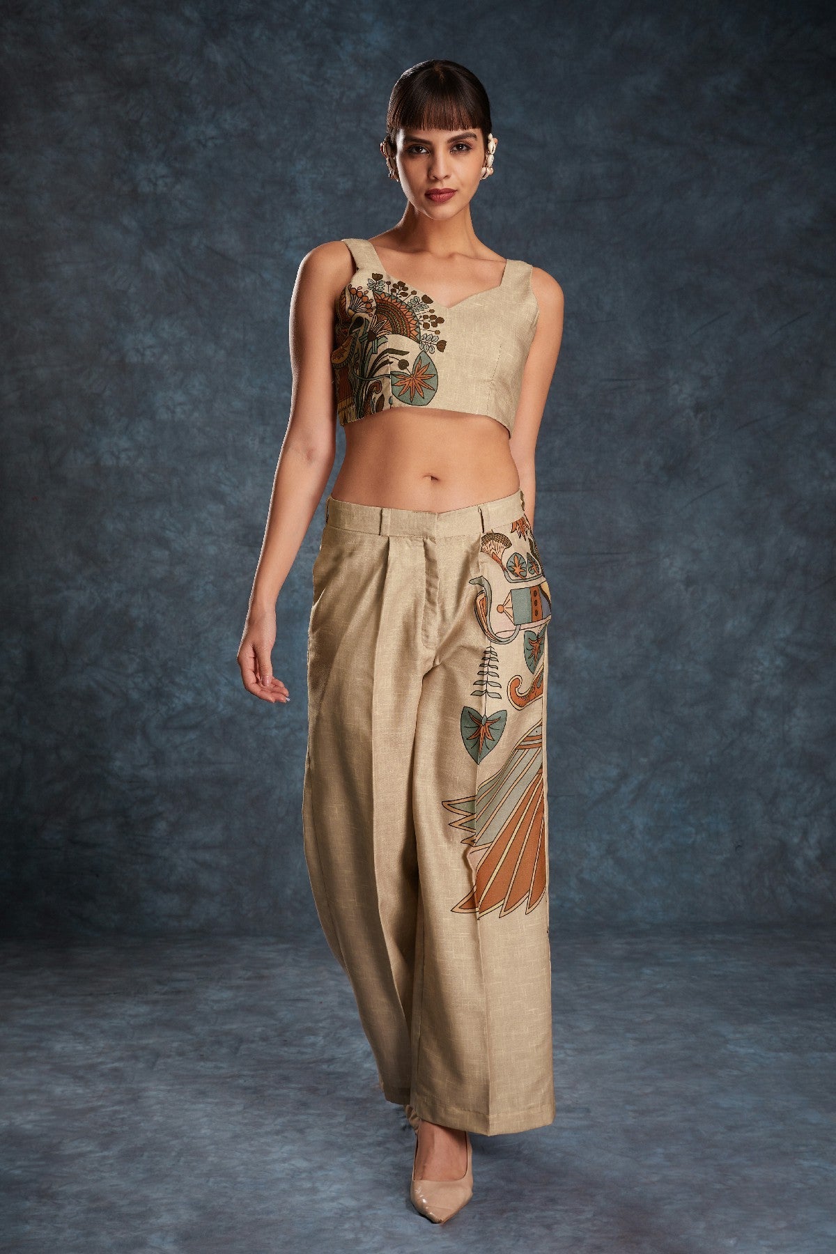 Brown Printed Linen Co-Ord Set – Natural Elegance with a Modern Touch - ETHNICDEAL
