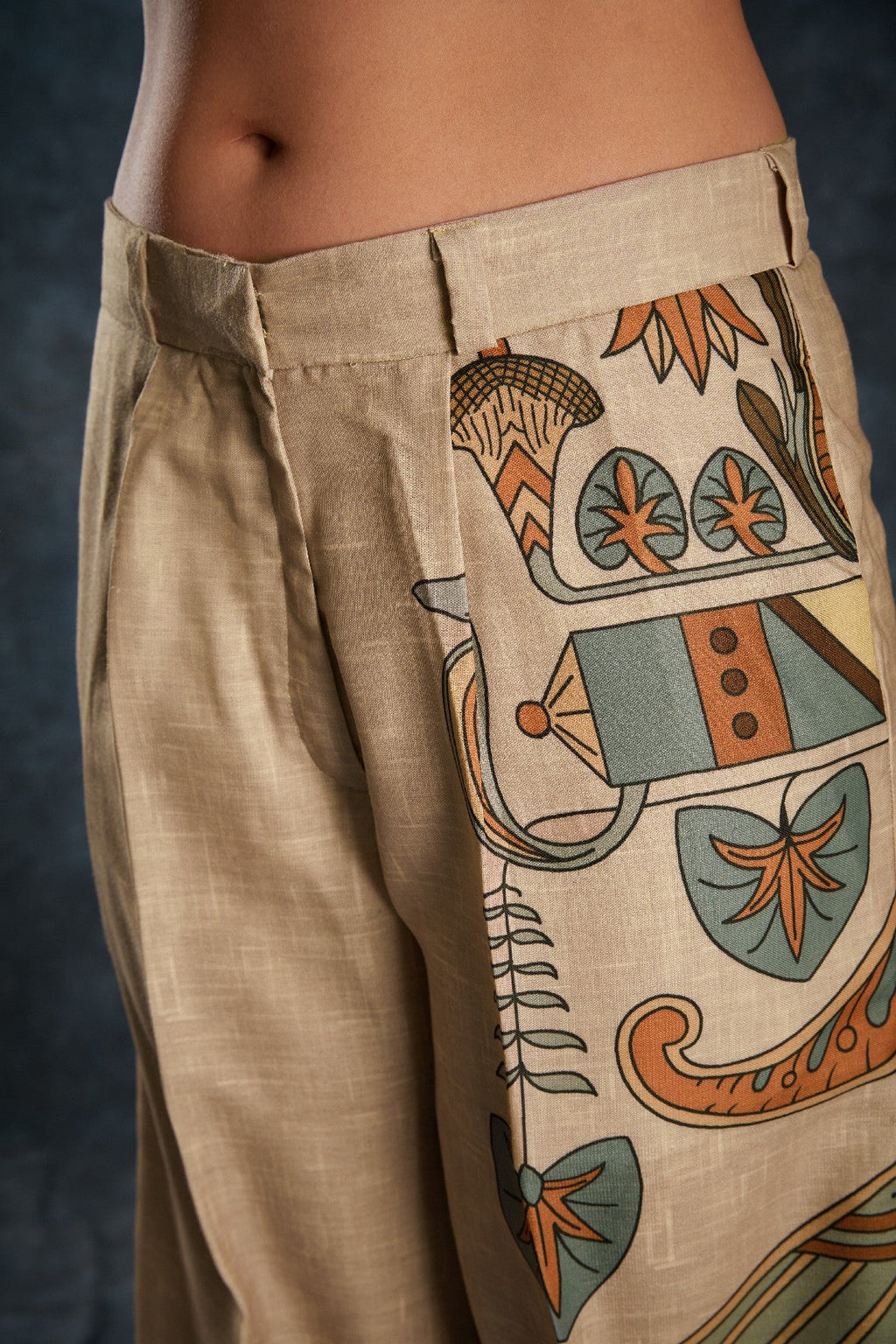 Brown Printed Linen Co-Ord Set – Natural Elegance with a Modern Touch - ETHNICDEAL