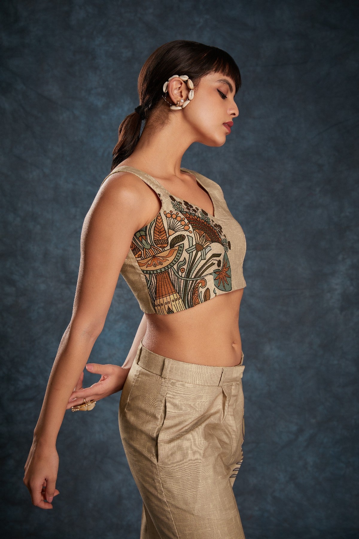 Brown Printed Linen Co-Ord Set – Natural Elegance with a Modern Touch - ETHNICDEAL