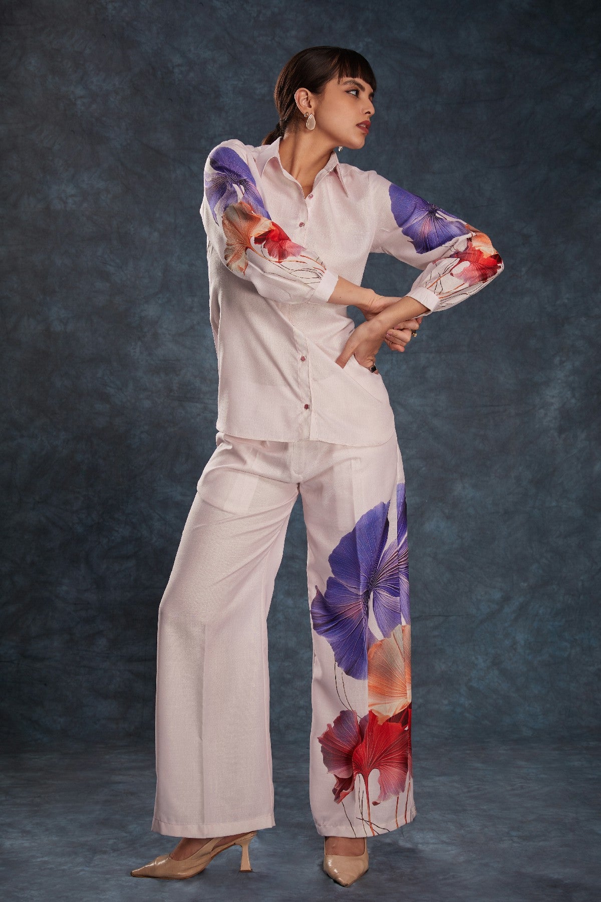 Light Pink Printed Linen Co-Ord Set – Subtle Elegance for Everyday Glam - ETHNICDEAL