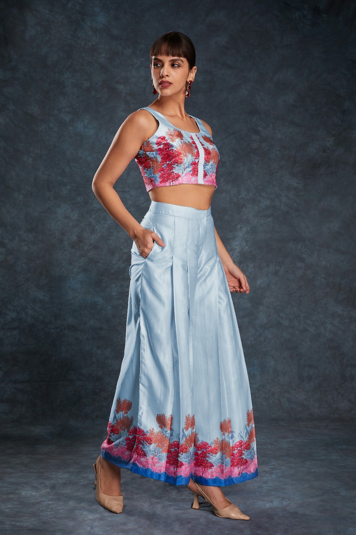 Sky Blue Satin Co-Ord Set – Luxe Comfort Meets Everyday Chic - ETHNICDEAL