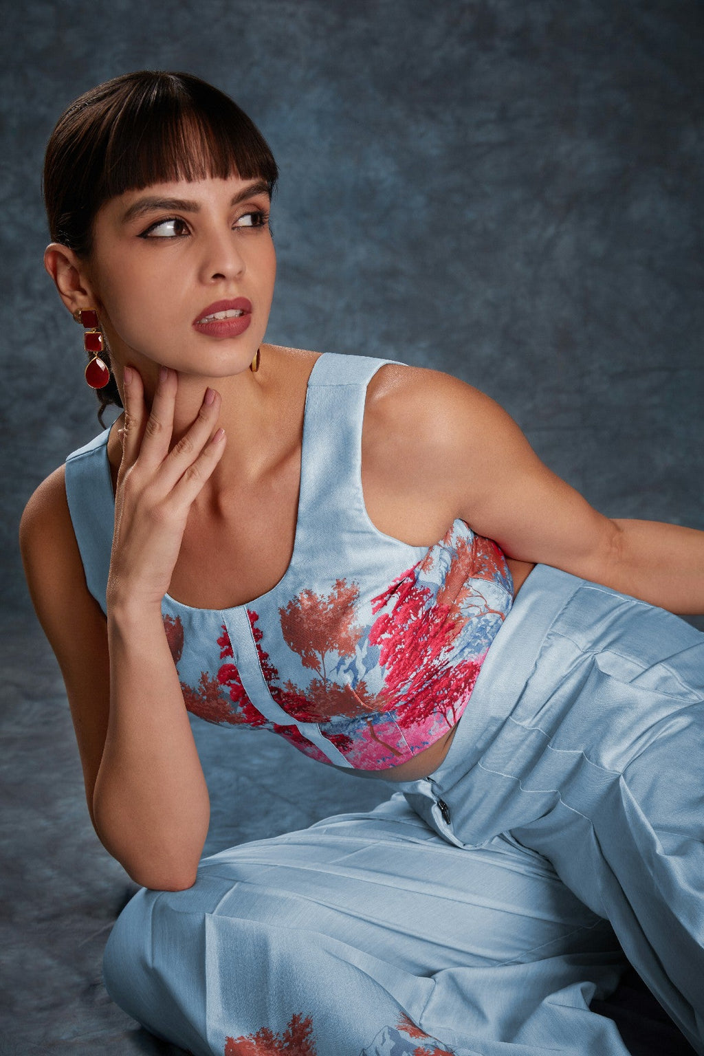 Sky Blue Satin Co-Ord Set – Luxe Comfort Meets Everyday Chic - ETHNICDEAL