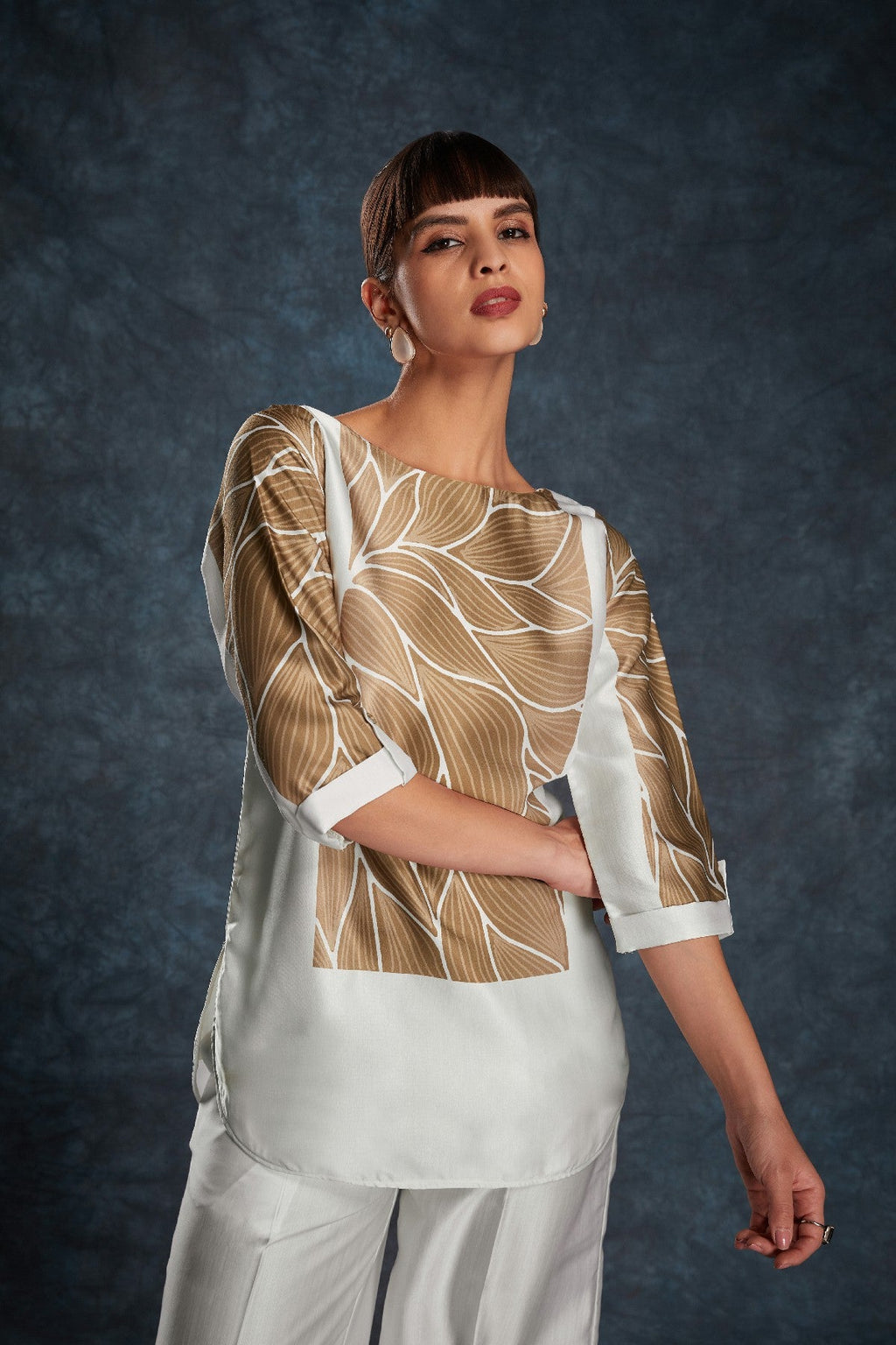 White Printed Linen Satin Co-Ord Set – Minimalist Luxe With  Modern Twist - ETHNICDEAL
