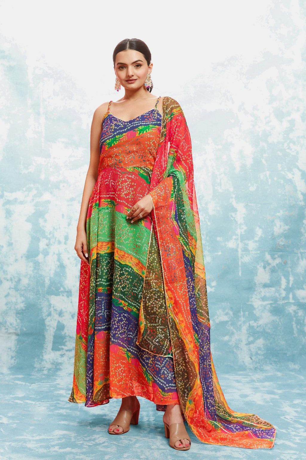 Stylish Digital Printed Georgette Gown With Dupatta - ETHNICDEAL