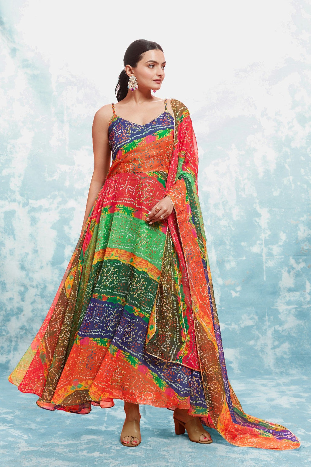 Stylish Digital Printed Georgette Gown With Dupatta - ETHNICDEAL