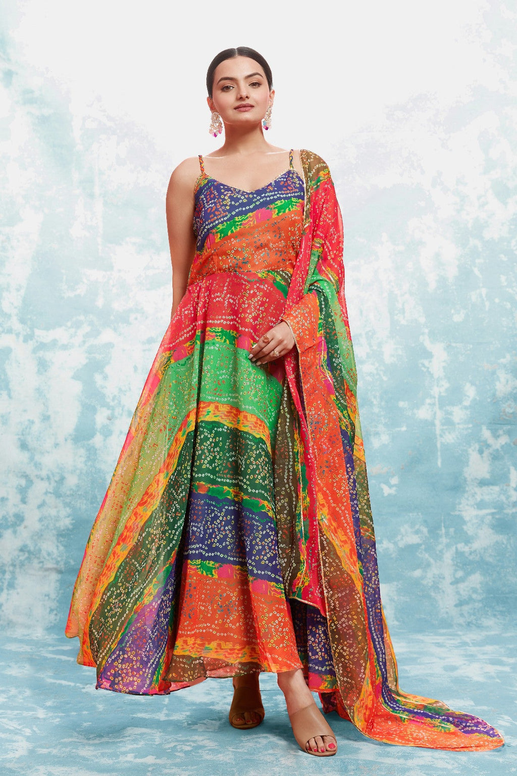 Stylish Digital Printed Georgette Gown With Dupatta - ETHNICDEAL