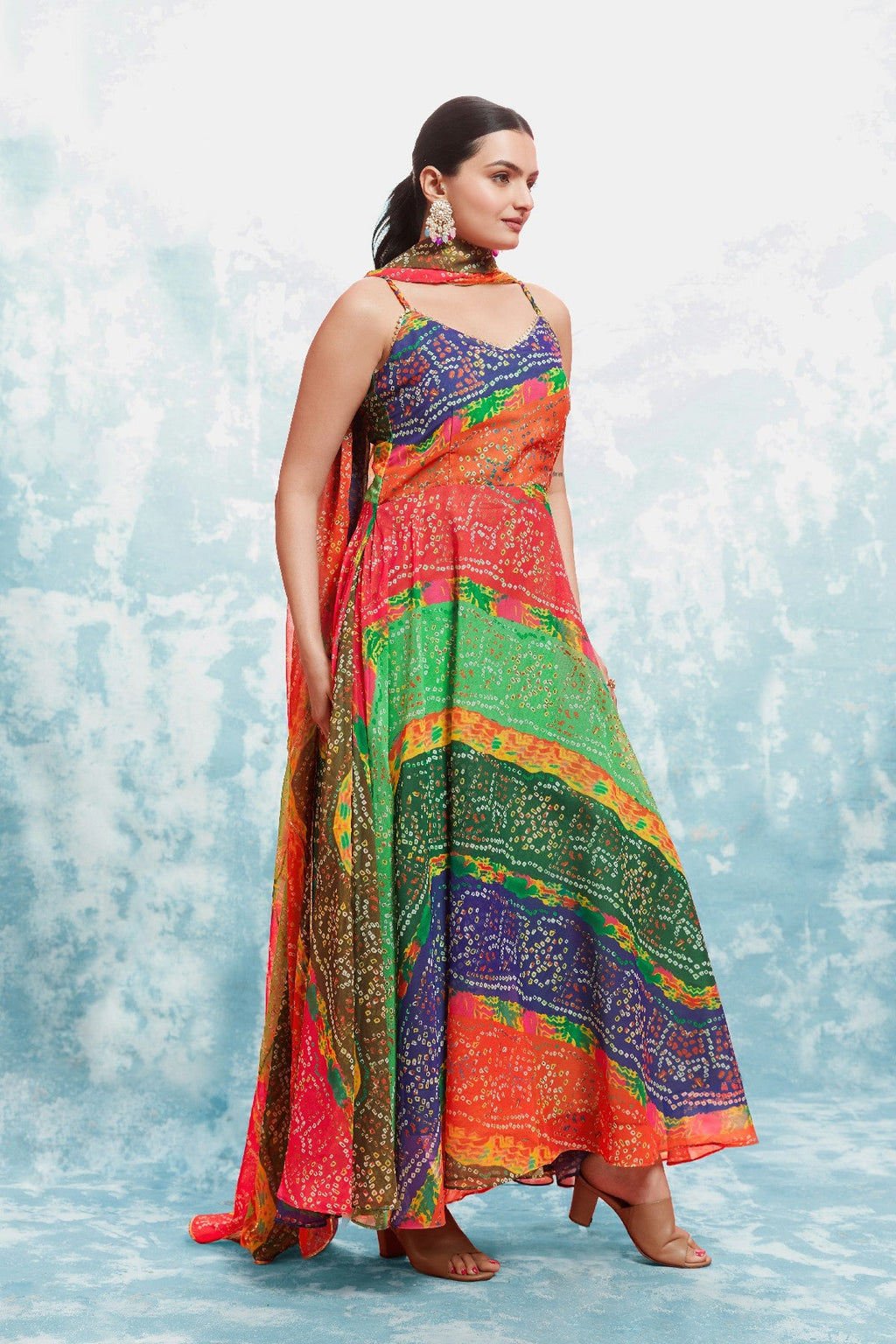 Stylish Digital Printed Georgette Gown With Dupatta - ETHNICDEAL