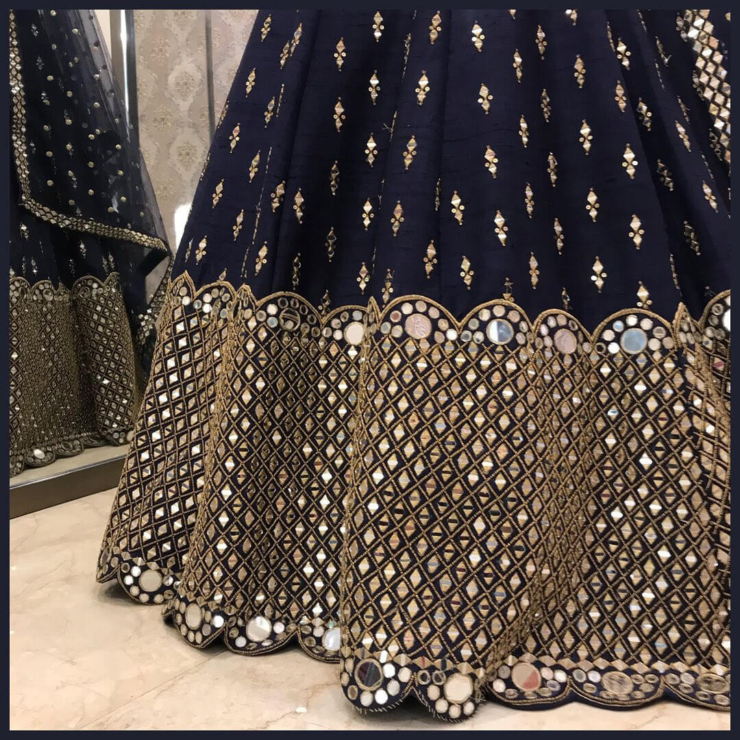 Regal Navy Blue Banglori Silk Lehenga Set – Shine with Tradition! - ETHNICDEAL