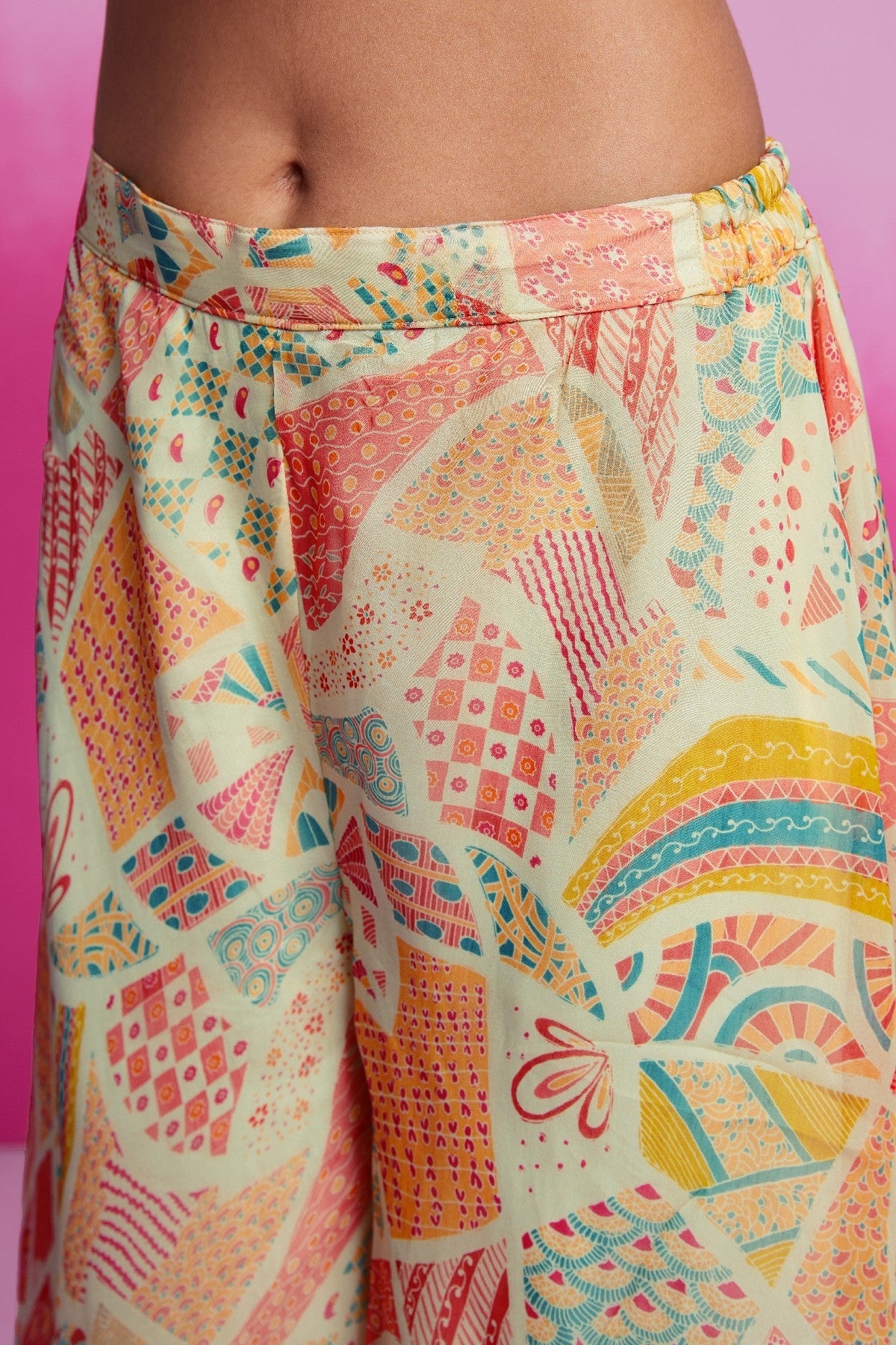 Graceful Elegance Cream Organza Top Palazzo Set - ETHNICDEAL